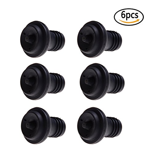 6 Pcs Reusable Quality Rubber Wine Bottle Stoppers Saver Preserver Vacuum Sealer Plug Black