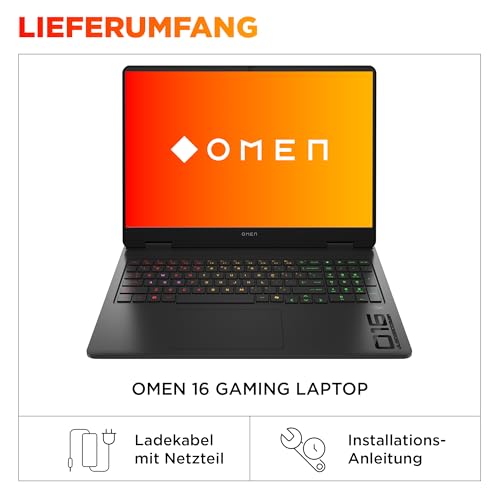 OMEN Gaming Laptop, 16" WUXGA Display 1920×1200, 16:10, 144Hz, AMD Ryzen 9 8940HX, NVIDIA GeForce RTX 5070, 32GB RAM, 1TB SSD, Win 11, 4-Zonen-RGB-QWERTZ Wi-Fi 6, Shadow Black, inkl. 3 Monate GamePass 9