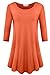 JollieLovin 3/4 Sleeve Shirts for Women Swing Plus Size Tunic Tops Long Sleeve Tee Shirts Loose Fit Fall Tops Lightweight Sweaters Ladies Winter Clothes Brick Red 2X