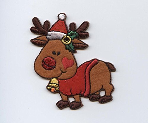 Christmas Reindeer Iron on Embroidered Patch