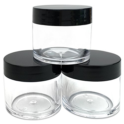 (3 Pieces) Beauticom 30G/30ML (1 Oz) Round Clear Jars with Black Lid for Beads, Gems, Glitter, Charms, Small Arts and Crafts Items - BPA Free