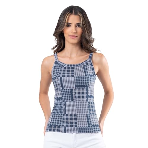 Lee Slim-Fit Thin Strap Tank Canottiera da Donna, Patchwork Denim, XL