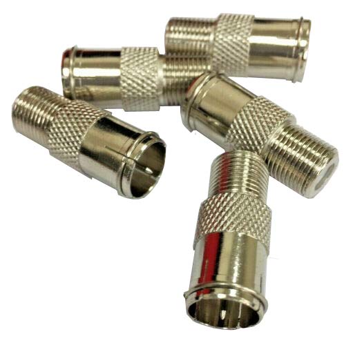 electrosmart Pack of 5 F Plug/Connector Push On Quick Release Adaptor - F Socket Female to Quick F Plug Easy Fit