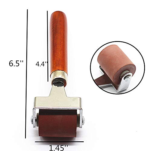TANG SONG 2PCS Rubber Roller, Brayer Ink Roller, Soft Rubber Brayer Roller with Wooden Handle (Brown)