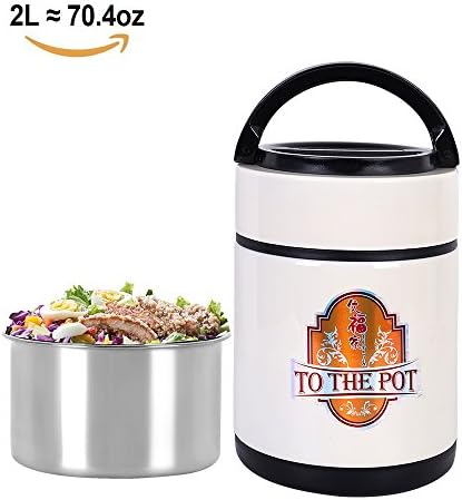 Lunch Box Stainless Steel Food Jar 3 Tiers Vacuum Insulated Food Container Thermal Lunch Container Leak Proof Food Storage Box Food Savors with Handles and Spoons 54oz Holding Time 12hr 1.7L,white