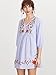 Floerns Women's Striped Button Front Lantern Sleeve Embroidered Dress