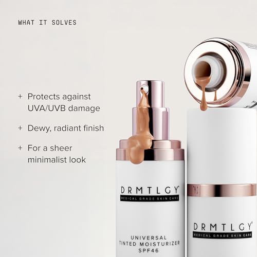 DRMTLGY Anti-Aging Tinted Moisturizer SPF 46 – Sheer Face Sunscreen & Lightweight Makeup with Broad Spectrum UV Protection – Hydrating Skin Care & Face Moisturizer – FSA HSA Eligible (1.7 oz)