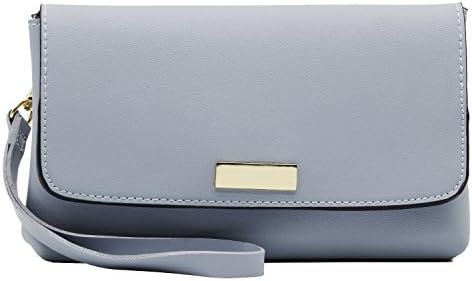 SharPlus Women Leather Small Flap Wristlet Crossbody Purse Bag Zipper Cellphone Clutch Handbag Wallet (Blue)
