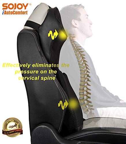 Sojoy Patented Universal Ergonomic Streamlining Car Seat/Cushion Lumbar and Neck Support (17x13x6)