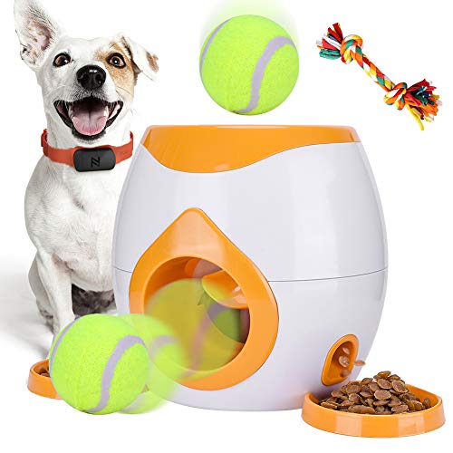 Interactive Pet Toys Dogs Puzzle Food Dispenser Tennis Ball Throwing Fetch Machine FDA Cat Toy Animal Pets Slow Feeder Bowl (orange1)