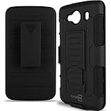 ZTE Blade L2 Plus Case, CoverON® [Trekker Series] Holster Belt Clip Hybrid Silicone + Hard Stand Phone Case For ZTE Blade L2 Plus - Black & Black