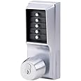 Simplex - 1041S26D Kaba 1000 Series Combination Entry Cylindrical Mechanical Pushbutton Lock with Knob, Key Override and Passage, Cylindrical 13mm Throw Latch, Floating Face Plate, 70mm Backset, R/C Schlage, Core Not Included, Satin Chrome Finish