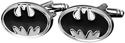 Men's Batman Cufflinks Silver Black Oval Wedding Gift