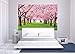 GREAT ART Photo Wallpaper – Cherry Blossom – Picture Decoration Spring Tree Avenue Nature Japan Landscape Sakura Bloom Tokyo Flowers Image Decor Wall Mural (82.7x55.1in - 210x140cm)
