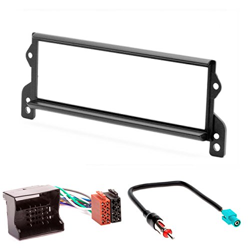CARAV 11-240-4-7 Car Radio Fascia 1-DIN in Dash Installation Kit Set for Mini Hatch (R50/R53) 2001-2006; Cabrio (R52) 2004-2007 + ISO and Antenna Adapter Cable