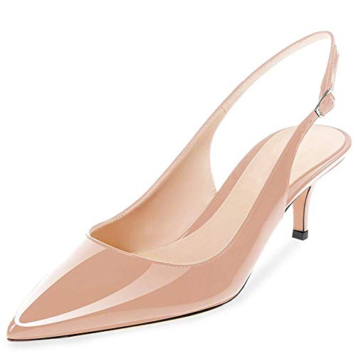 nude patent kitten heels