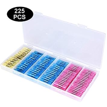 KASTEWILL 225 pcs 10-22 AWG Insulated Kabelverbinder Stoßverbinder Schrumpfverbinder Kabelschuhe Quetschverbinder Set