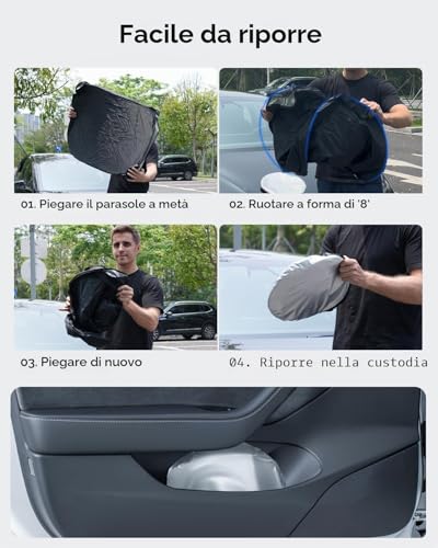 LANTU Windscreen Screen for Tesla Model 3/Y Folding Sun Shade with Storage Bag Blocks UV Rays Umbrella Model 3/Y 2018-2026 Highland Juniper Accessories