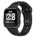 Kmasic Sport Band Compatible with Fitbit Versa/Fitbit Versa 2/Fitbit Versa Lite Edition, Soft Silicone Strap Replacement Wristband Versa Smart Fitness Watch, Large, Black with Black Buckle