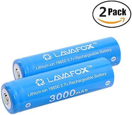 LAVAFOX 18650 Battery, 3000mAh 3.7v Rechargeable Li-ion Batteries for Headlamps, Flashlights, High Drain Devices … (2 Pack)