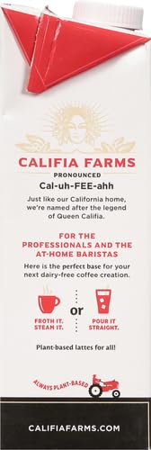 CALIFIA FARMS – ORIGINAL ALMOND BARISTA BLEND ALMOND MILK, 32 OZ, SHELF STABLE, DAIRY FREE, PLANT BASED, VEGAN, GLUTEN FREE, NON GMO, HIGH CALCIUM, MILK FROTHER, CREAMER