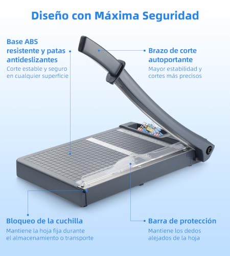Firbon Guillotine Paper Cutter 30 cm, Cutting Capacity up to 12 A4 Sheets 80 g/m², with Safety Lock and Precision Ruler, for Office, School, Crafts and Photos