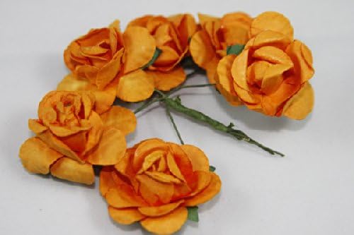 Mini Rose Bulk Paper Flowers 0.5" Orange (144 Stems)