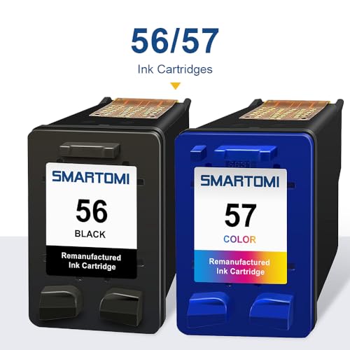SMARTOMI 56 57 Remanufactured Ink Cartridges for 56XL 57XL for DeskJet 450ci 5150 5550 9680gp, OfficeJet 4212 4215, Photosmart 7350 7660 7760, PSC 1210 1215 1315