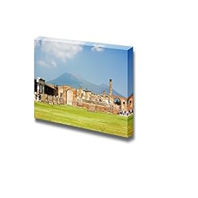Canvas Prints Wall Art - Ruins of Ancient Town Pompeii and Mt Vesuvius, Italy | Modern Wall Decor/Home Decoration Stretched Gallery Canvas Wrap Giclee Print & Ready to Hang - 12" x 18"