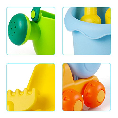 image for HEHALI 16 PCS Beach Sand Toys Set for Kids with Slag Truck, Sand Wheel