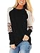 Floral Find Women's Long Sleeve Leopard Color Block Tunic Comfy Stripe Round Neck T Shirt Tops