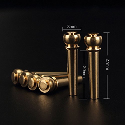 Pakala66 Pure Copper Acoustic Guitar Bridge Pin Cone,Turned String Pegs,End Pins Endpin Pack of 6