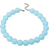 KZL Colorful Acrylic Round Beaded Choker Necklaces Bohemian Candy Color Chunky Resin Beads Necklace for Women Statement Costume Party Jewelry