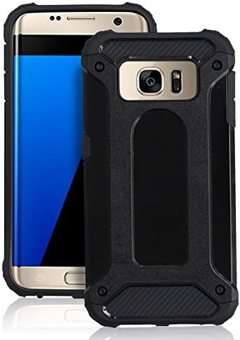HAOKE BOSS Case Hybrid Durable Shield TPU+PC Shockproof Back Cover for Samsung Galaxy S7 Edge Only (Black Black)