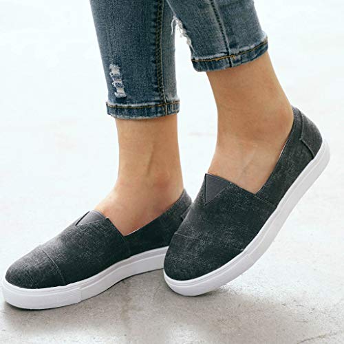 image for Dasuy Womens Canvas Flat Loafers Slip-On Driving Shoes Comfort Cushion