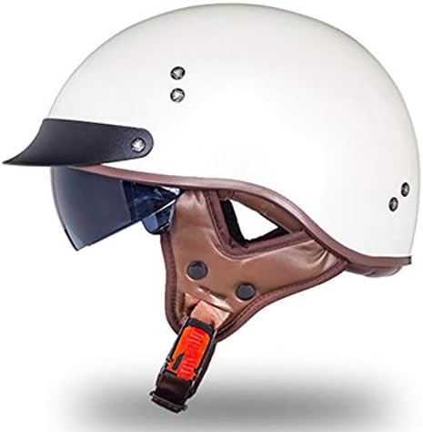 公式 バイク半帽 ジェットヘルメットオープンフェイスクラッシュチョッパークルーザーハーフポイントボバーオートバイハーフヘルメット 成人男性女性用モペット ヘルメット サンバイザー Dot認証