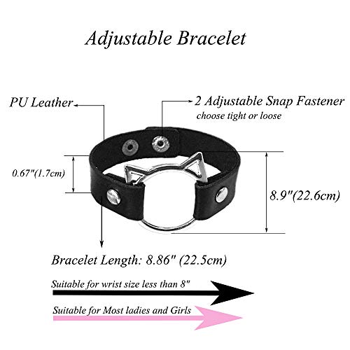 ETHOON Leather Choker and Bracelet Collar Sexy Soft PU Cat Punk Choker Necklace for Women Girls, Black