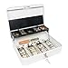 Certus Global Large White Cash Box with Money Tray, Secure Lock, Cantilever Coin Tray 4 Bills/ 5 Coins (Crisp White)