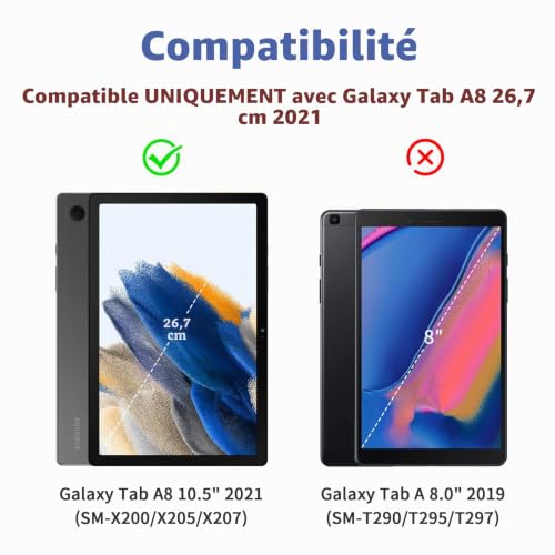 Gerutek [Pack of 2 Tempered Glass Screen Protector for Samsung Galaxy Tab A8 10.5 Inch 2021, SM-X200/X205 High Definition, 9H Hardness, Anti-Scratch, Screen Protector Film for Samsung Galaxy Tab A8 10.5 Inches