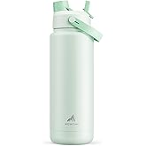 POWCAN 32 oz Insulated Water Bottle with 2-in-1 Straw and Spout Lid, Keep Cold 24H, Leak-Proof, BPA-Free, Double Wall Stainless Steel Water Bottle for Sports, Gym, Travel, and School (Mint)