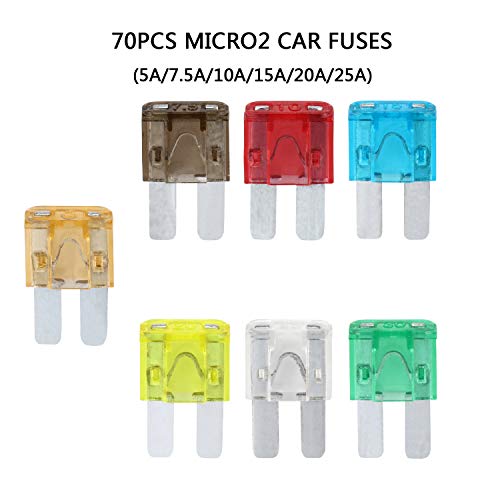 Evanno Micro2 Fuse Kit with Micro2 Fuse Tap, 70pcs Micro2 Blade Fuses