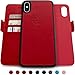 Dreem Fibonacci 2-in-1 Wallet Case for Apple iPhone X & Xs - Luxury Vegan Leather, Magnetic Detachable Shockproof Phone Case, RFID Card Protection, 2-Way Flip Stand - Red