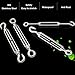 M6 Turn Buckle Tension Hook and Eye Hook & Eye Turnbuckle 304 Stainless Steel Hardware Kit for Wire Rope Tension Heavy Duty UV Resistant for Sun Shade sail Installation Waterproof Anti Rust Pack of 5