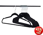 Premium Velvet Hangers Heavy duty - 50 Pack Clothes Hangers - Non slip Black Suit hangers - Clothes Hanger Hook swivel 360 - Ultra Thin