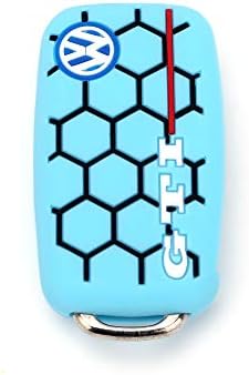 3 Button Soft Rubber Key Shell Case For Volkswagen,Skoda(Light Blue)