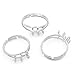 Housweety 10 PCs Adjustable Rings Base Blank Settings 6 Holes 17.1mm US 6.75 Silver Tone