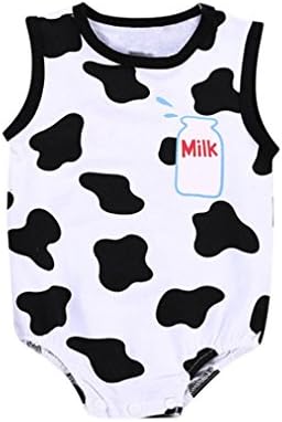 Dinlong Newborn Baby Boy Girls Romper Cows Letter Print Jumpsuit Clothes Outfits