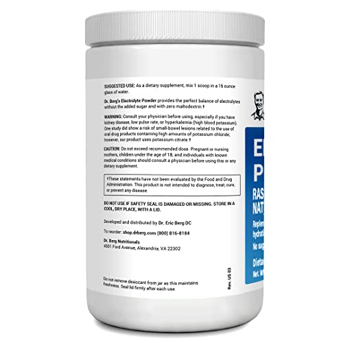 Dr. Berg's Electrolyte Powder, Raspberry & Lemon Natural Flavor