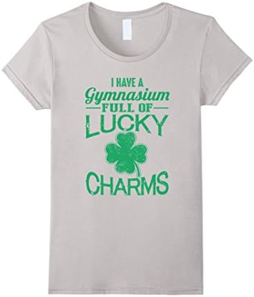 Women's I Have A Gymnasium Full Of Lucky Charms T shirt Phys Ed Tees XL Silver