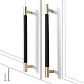 Guoharda 12 Pack 7 1/2 Inch 192 mm Knurled Cabinet Handles Cabinet Pulls Aluminum Handles Pulls Gold and Black Oxidation Finish with Diamond Pattern 8.6" Length (7.5" Hole Center)